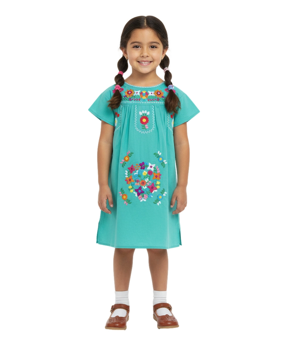 Unik Traditional Mexican Girl Embroidered Dress Mint DR1948 – unik Retail