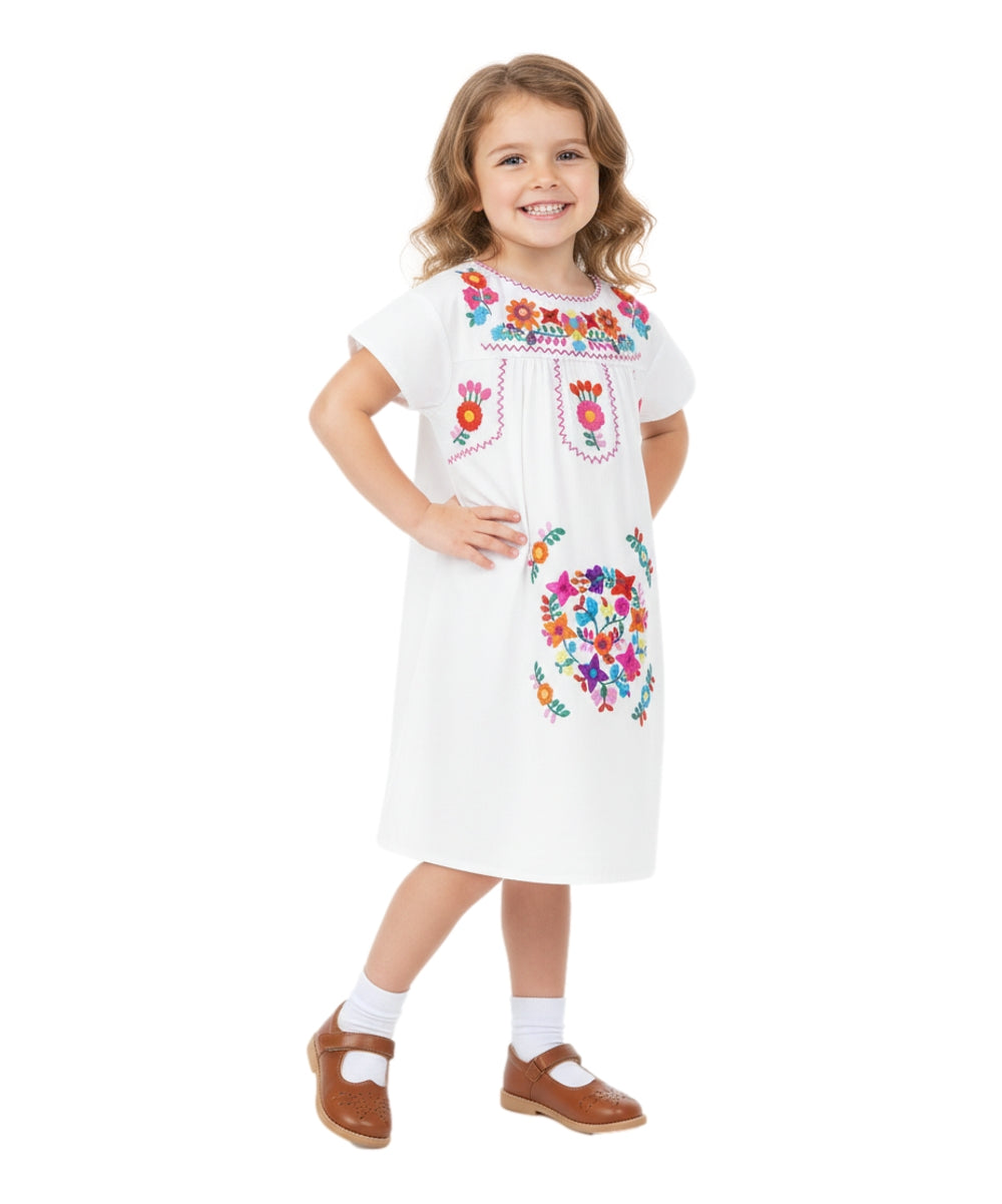 Unik Traditional Mexican Girl Embroidered Dress White DR1948 – unik Retail