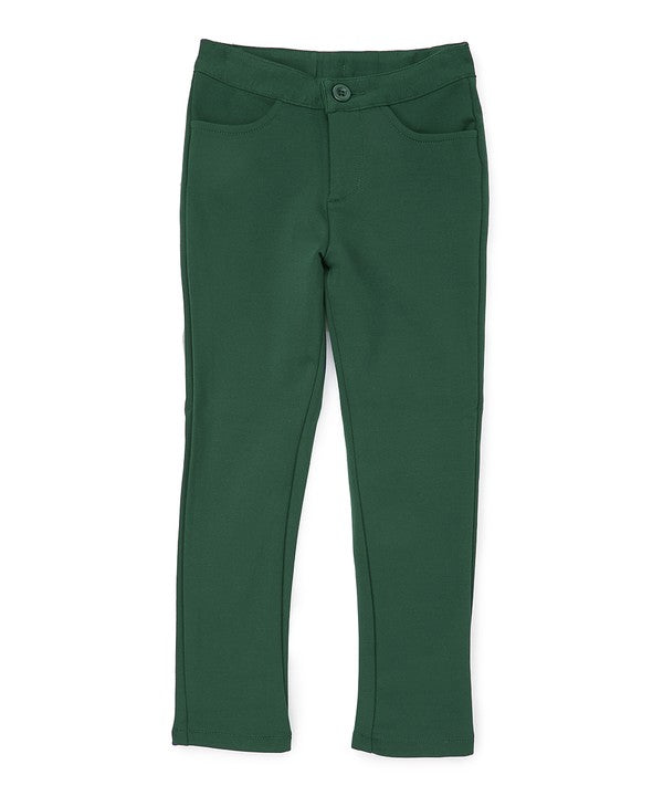 Girl 's Hunter Green Stretch School Uniform Pants 5-16 – unik Retail