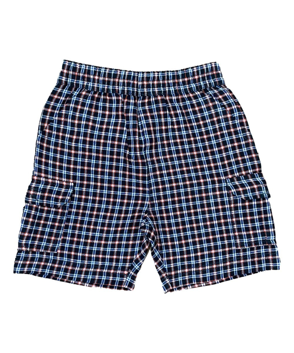 Boys Plaid Cargo Shorts Azure Grey BS888