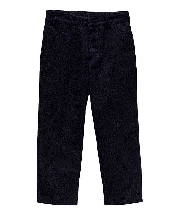 Boys Uniform Pants – Classic Flat Front School Dress Pants with Adjustable Waist, Durable Twill, Khaki  BU02