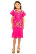 Unik Traditional Mexican Girl Embroidered Dress White DR1948
