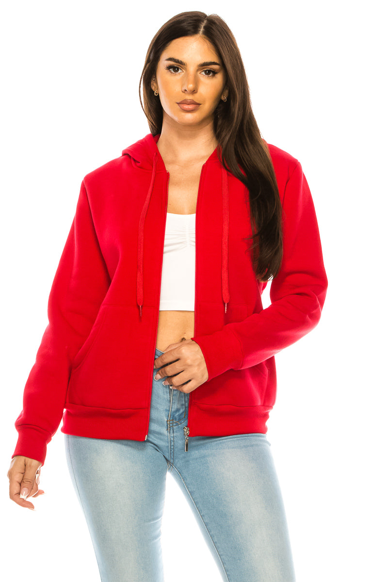 Women's Fleece Zip Up Hoodie D. Grey WBT61