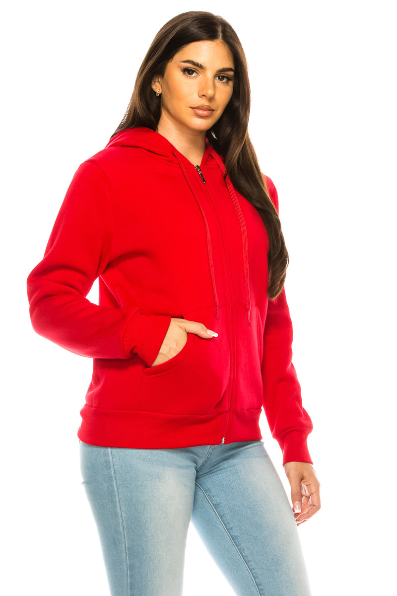 Women's Fleece Zip Up Hoodie D. Grey WBT61
