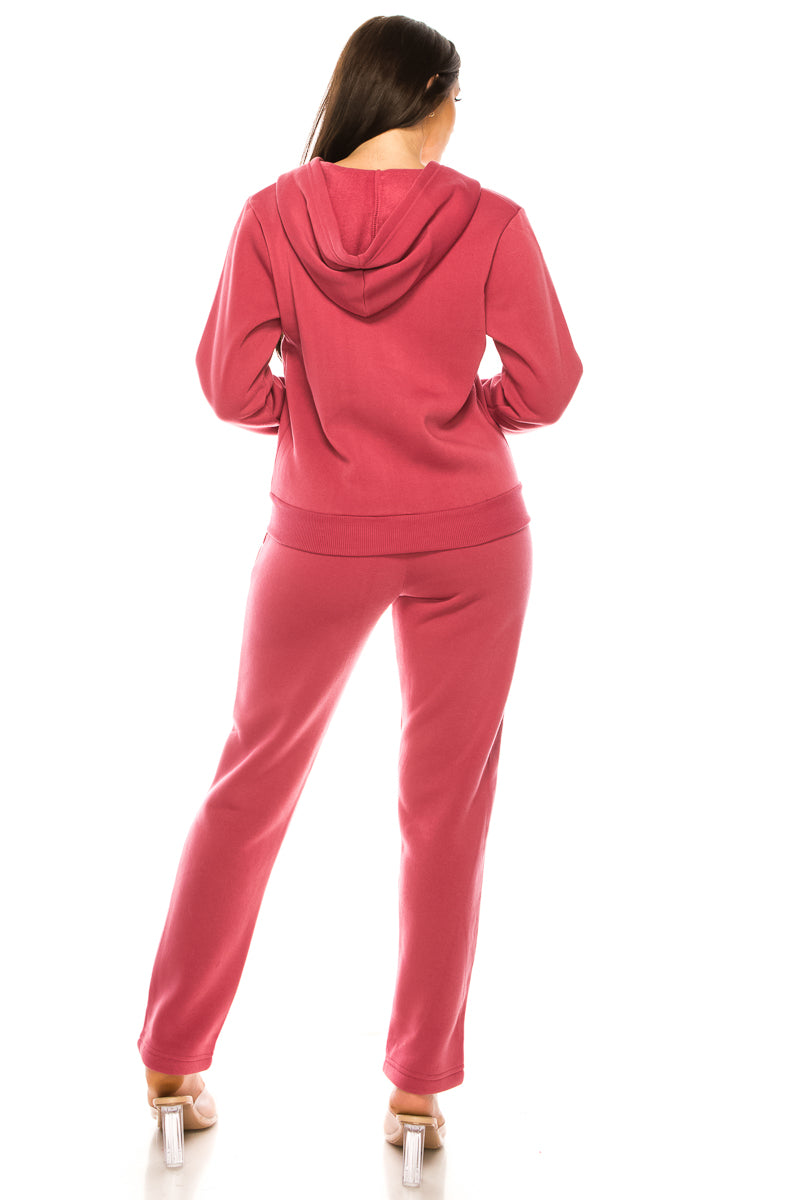Women's 2 Piece Fleece Matching Plum Tracksuit S-3XL WF1705