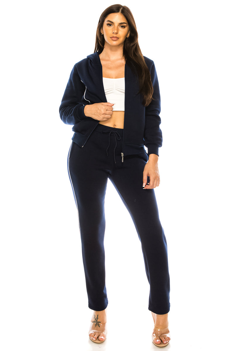 Women's 2 Piece Fleece Matching Red Tracksuit S-3XL WF1705