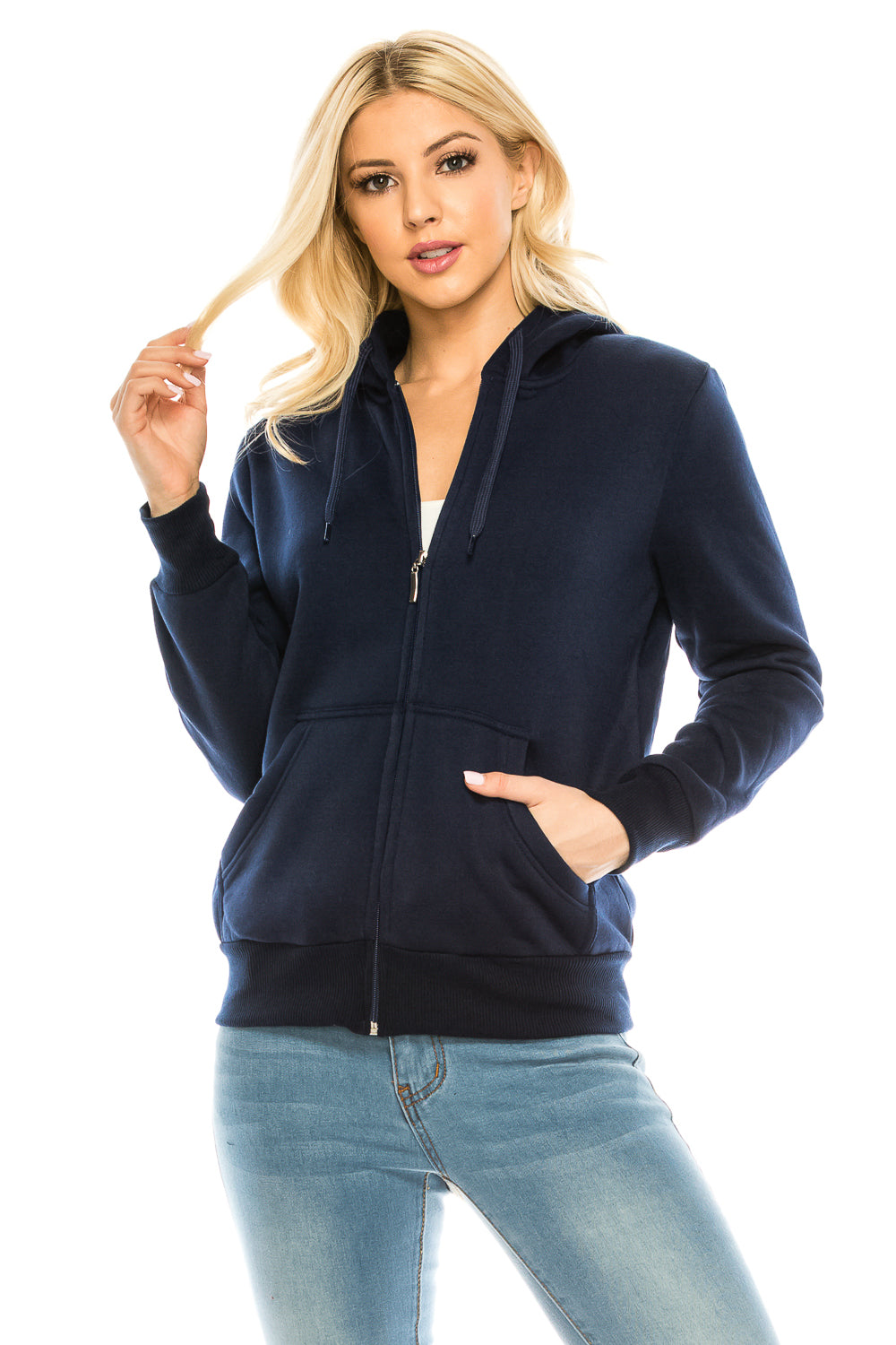 Women's Fleece Zip Up Hoodie D. Grey WBT61