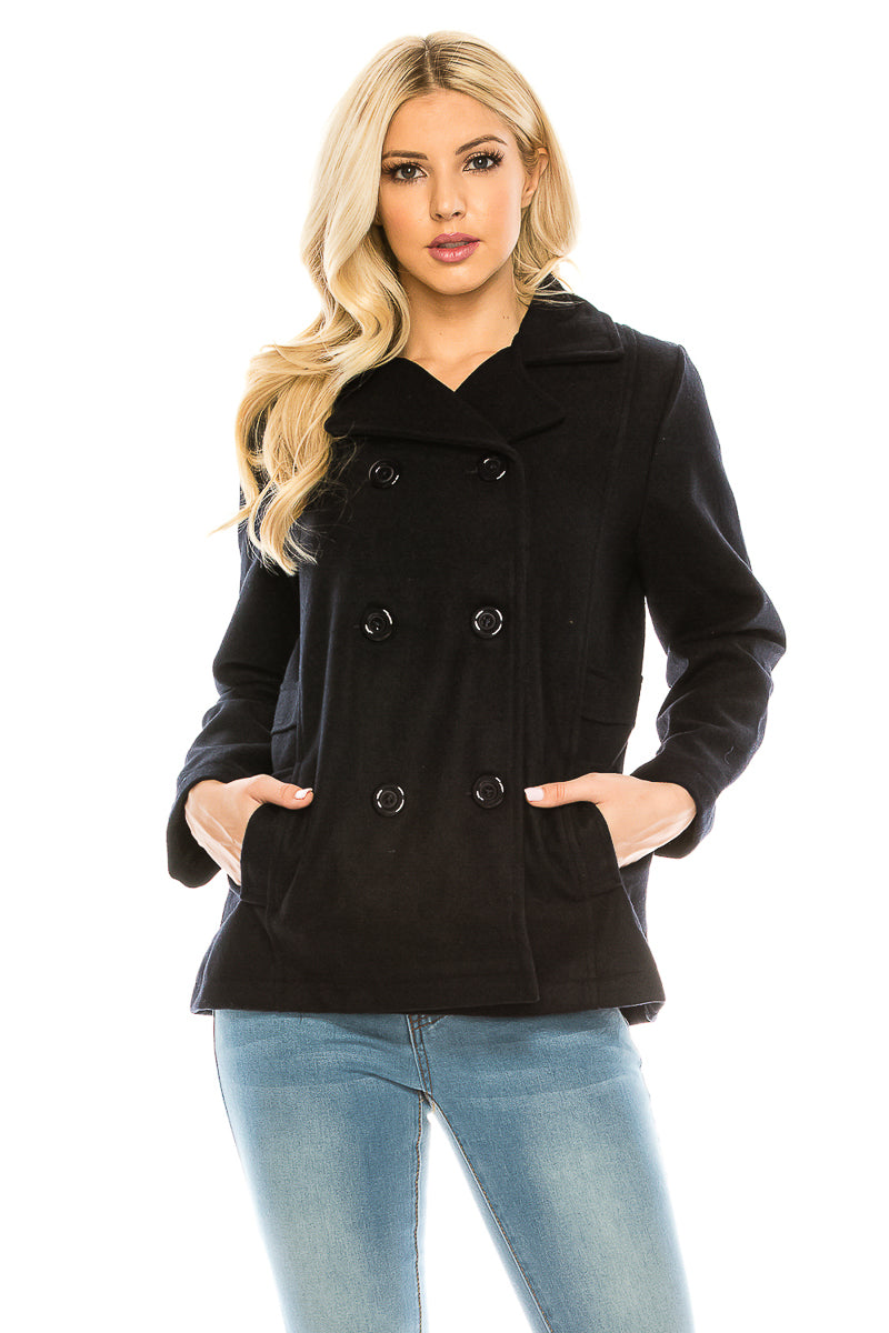 Unik's Women Tweed Coats L Grey WJ18522