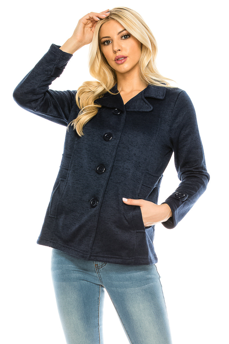 Unik's Women Tweed Coats L Grey WJ18522