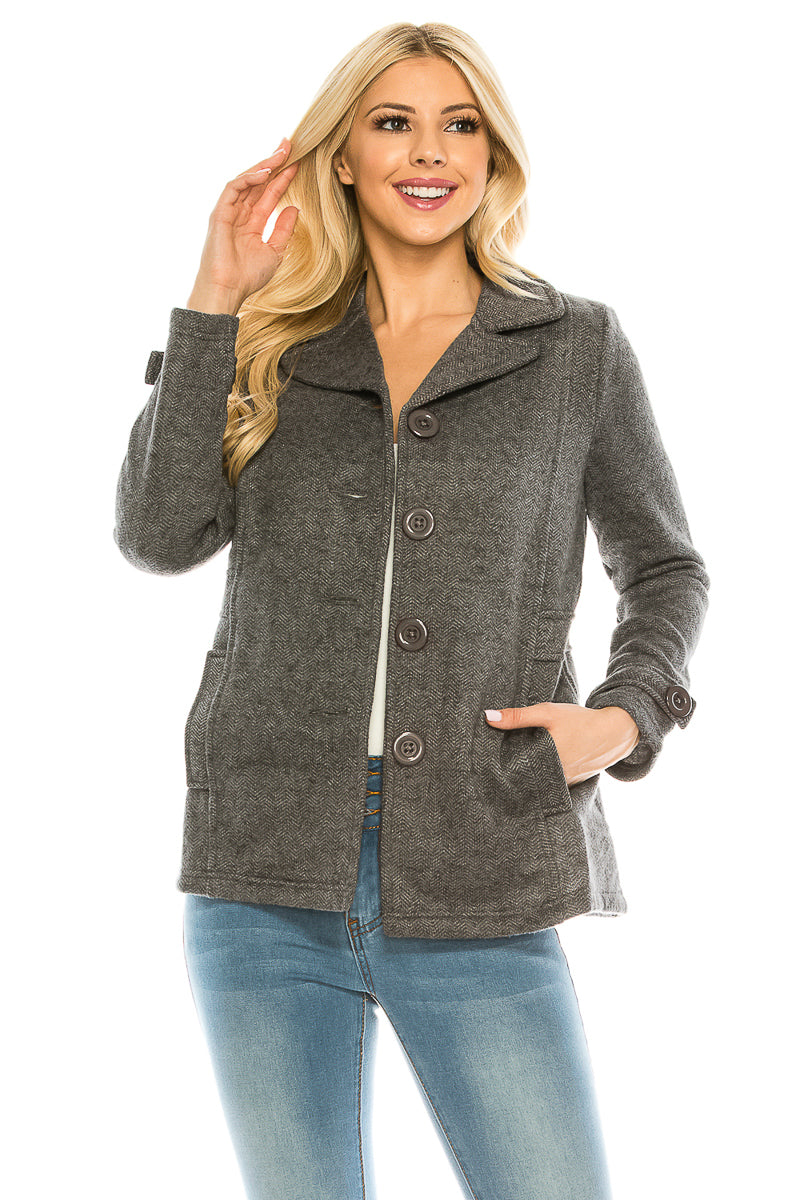 Unik's Women Tweed Coats D Grey WJ18522