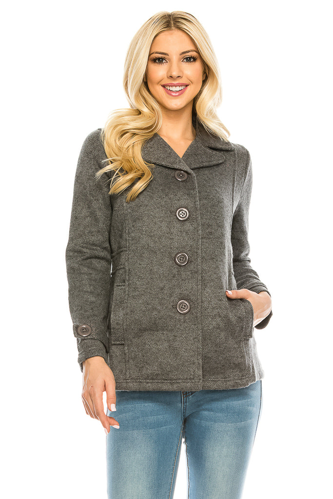 Unik's Women Tweed Coats D Grey WJ18522