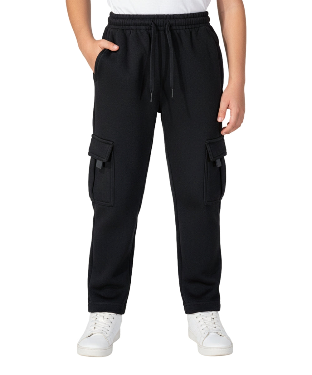 Fleece Pull On Cargo Sweatpants  BCF22 Black