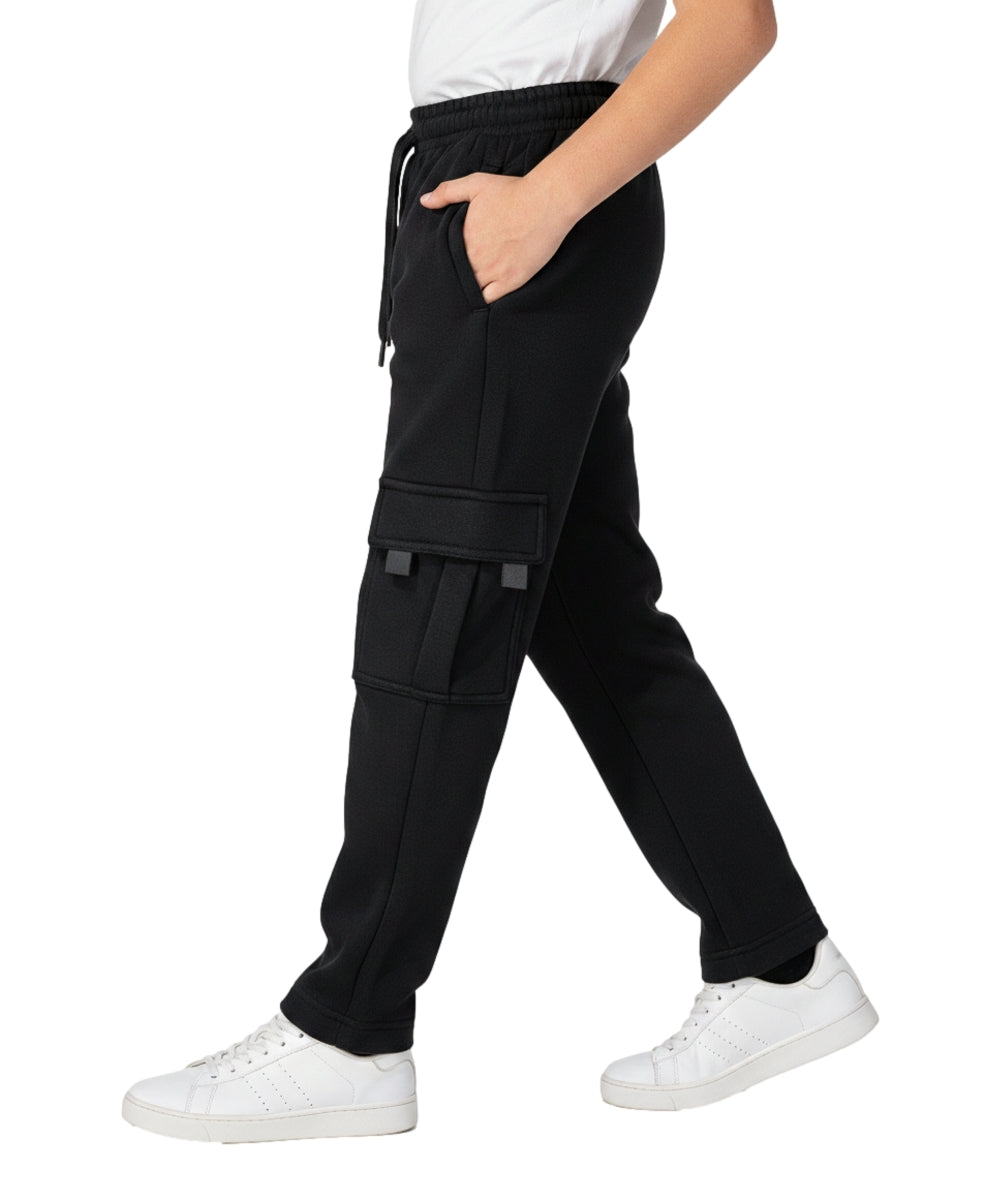 Fleece Pull On Cargo Sweatpants  BCF22 Black