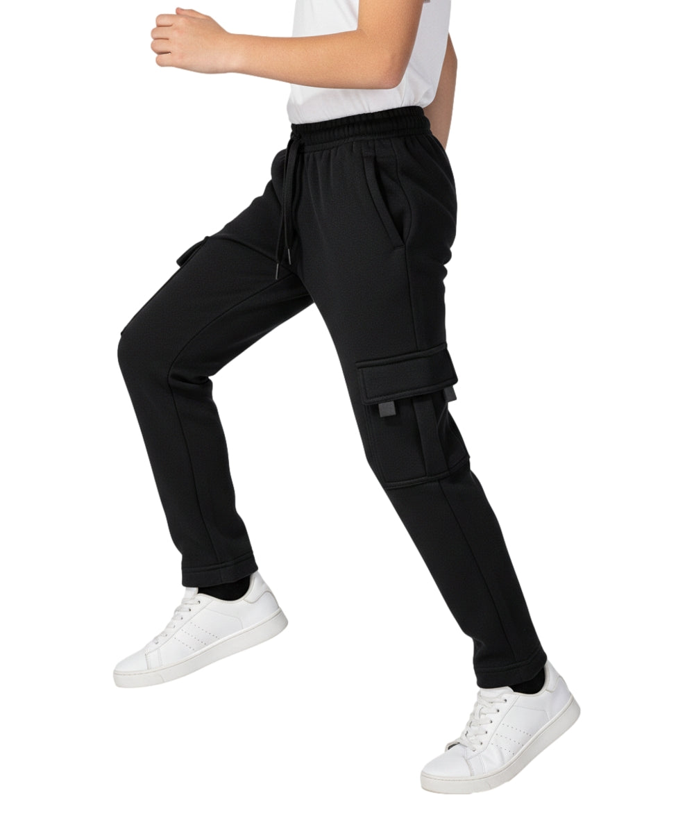 Fleece Pull On Cargo Sweatpants  BCF22 Black