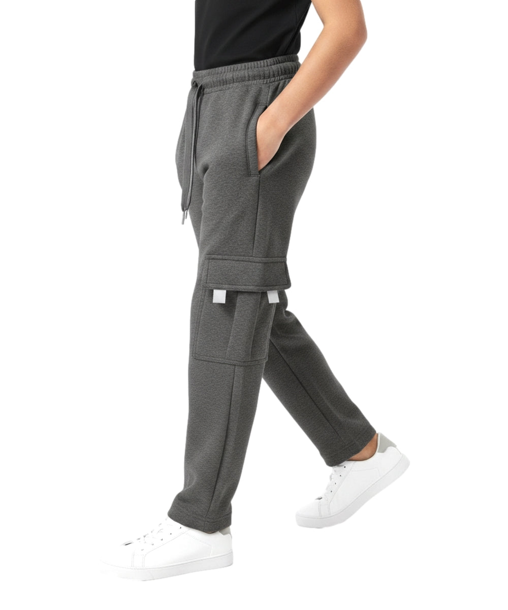 Fleece Pull On Cargo Sweatpants  BCF22 D.Grey
