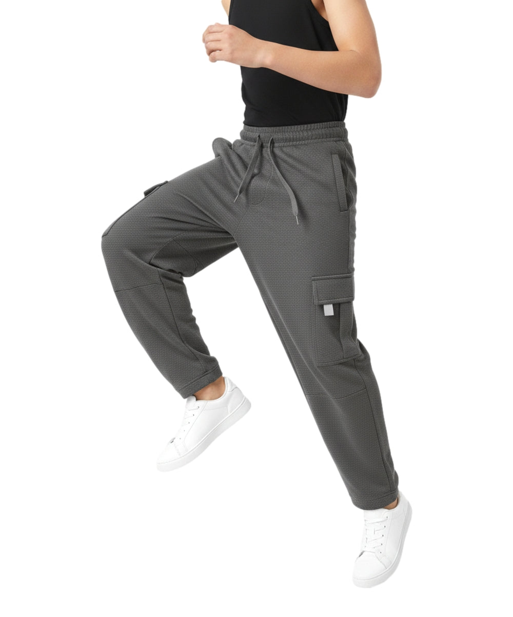 Fleece Pull On Cargo Sweatpants  BCF22 D.Grey