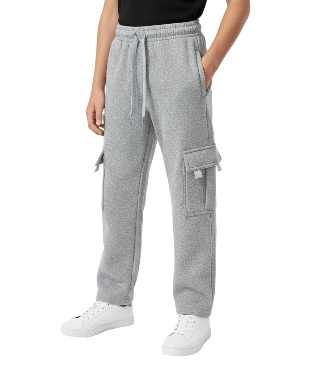 Fleece Pull On Cargo Sweatpants  BCF22 L.Grey