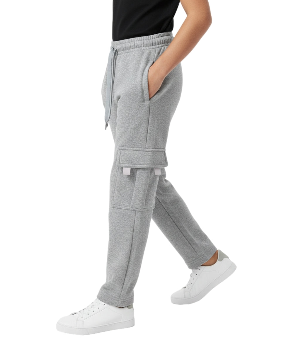 Fleece Pull On Cargo Sweatpants  BCF22 L.Grey