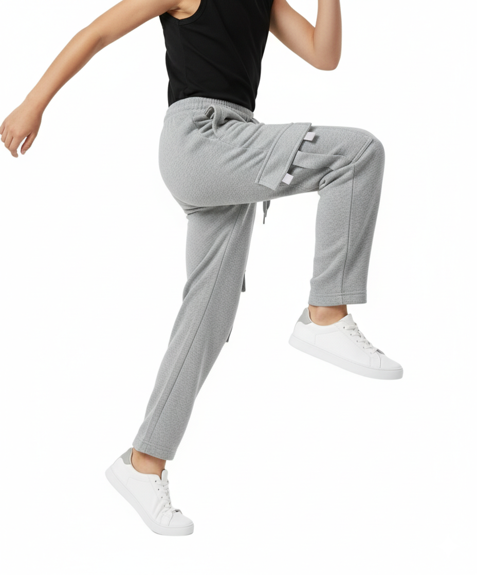Fleece Pull On Cargo Sweatpants  BCF22 L.Grey