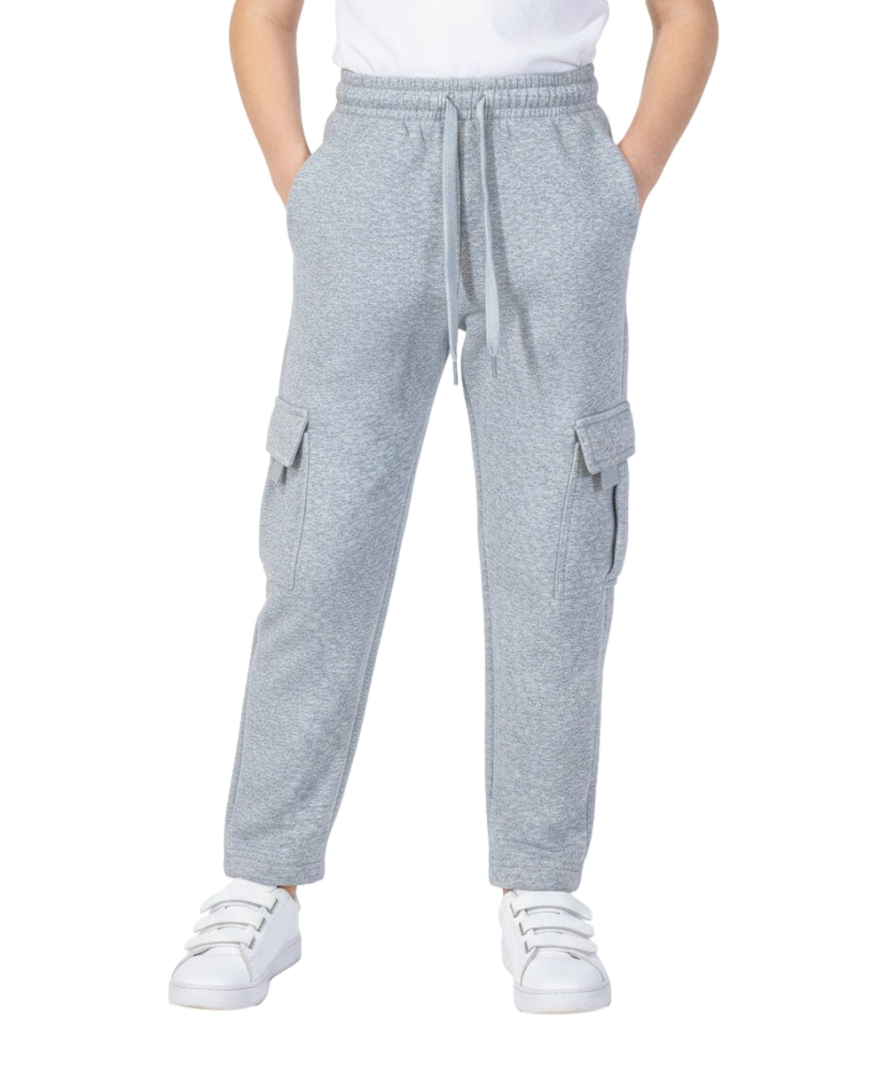 Fleece Pull On Cargo Sweatpants  BCF22 L.Grey