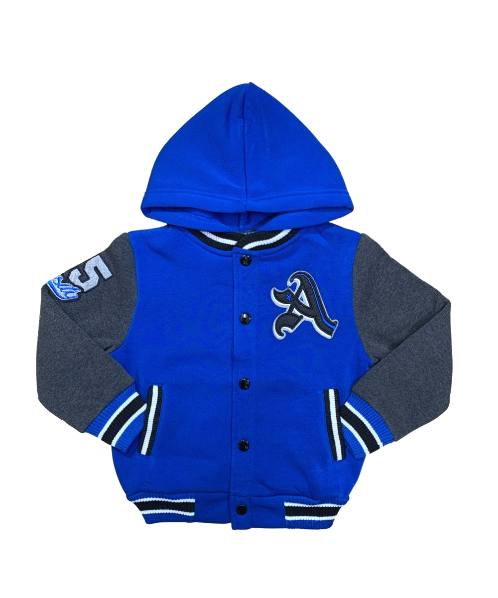 Boys Varsity Jacket with Letter A  Embroidery  Navy BJ1988