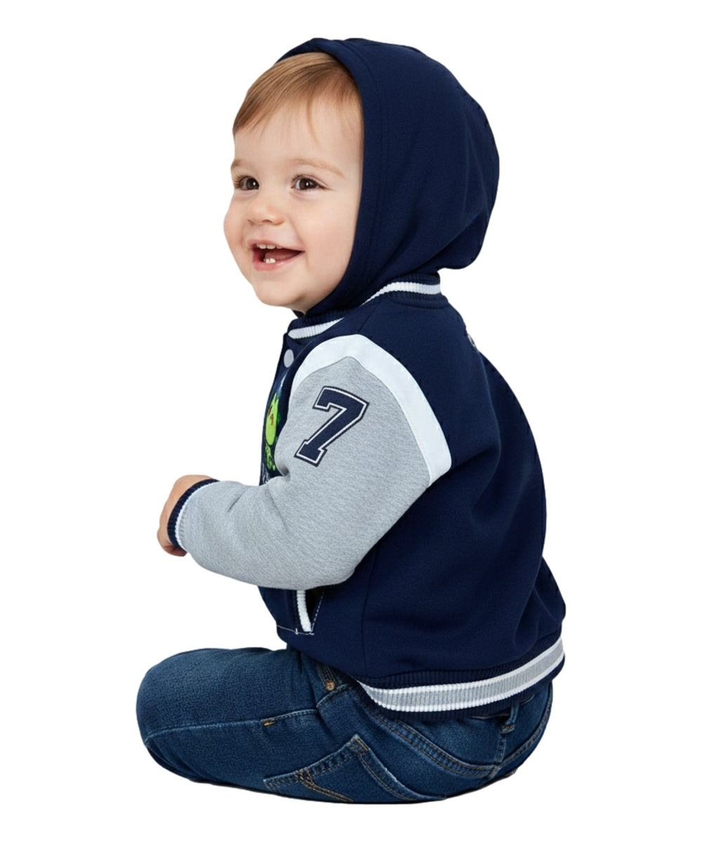 Adorable Baby Boys' Hooded Varsity Letterman Jacket with Hood BJ1996