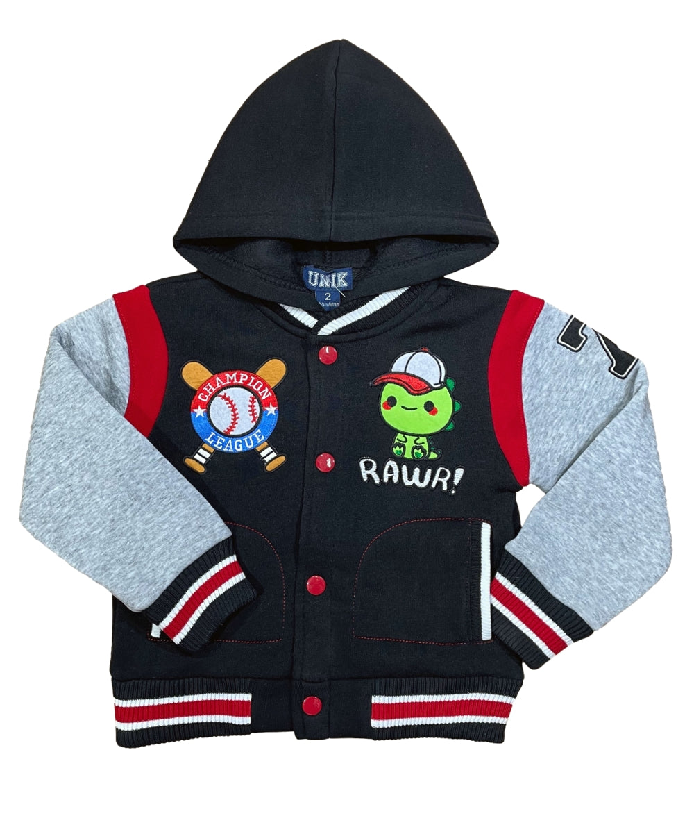 Adorable Baby Boys' Hooded Varsity Letterman Jacket with Hood BJ1996