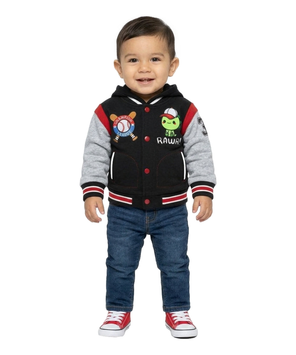 Adorable Baby Boys' Hooded Varsity Letterman Jacket with Hood BJ1996