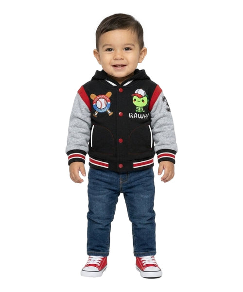 Adorable Baby Boys' Hooded Varsity Letterman Jacket with Hood BJ1996