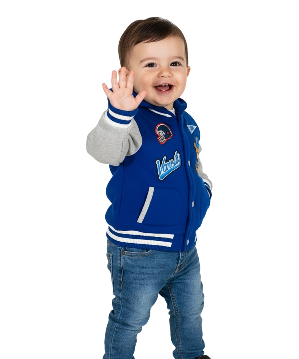 Adorable Baby Boys' Hooded Varsity Letterman Jacket with Hood BJ1996