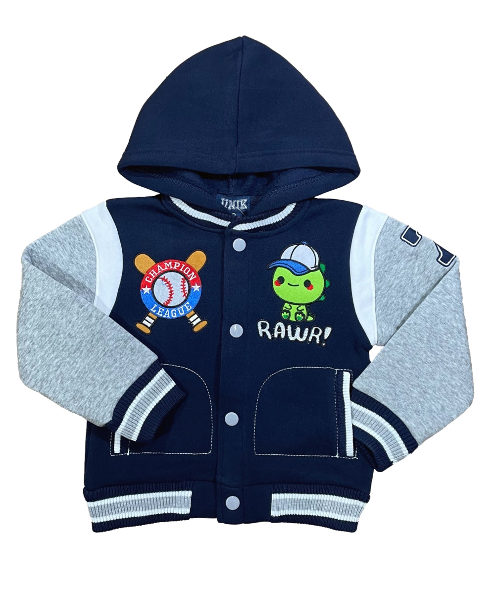 Adorable Baby Boys' Hooded Varsity Letterman Jacket with Hood BJ1996