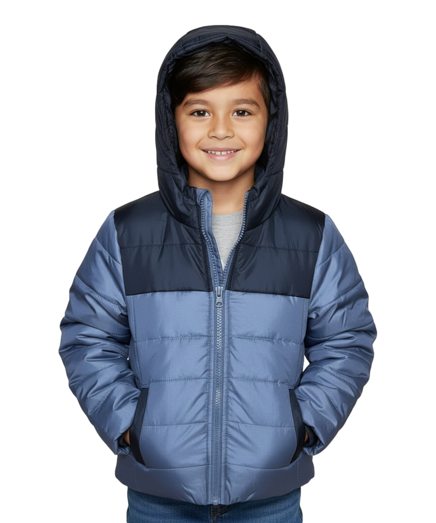 Boy's Zipper Hooded r Fleece Lined Puffer Jacket Dgrey BJ2077