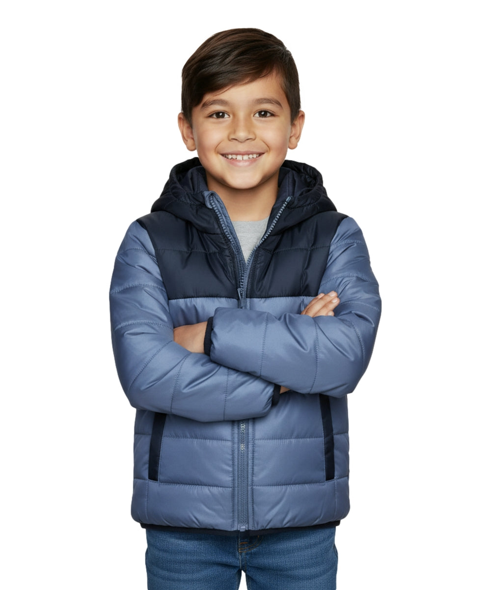 Boy's Zipper Hooded r Fleece Lined Puffer Jacket Dgrey BJ2077