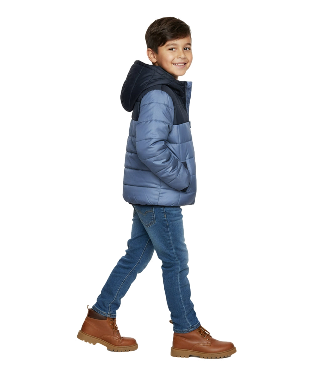 Boy's Zipper Hooded r Fleece Lined Puffer Jacket Dgrey BJ2077