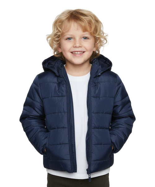Boy's Zipper Hooded r Fleece Lined Puffer Jacket Navy  BJ2077