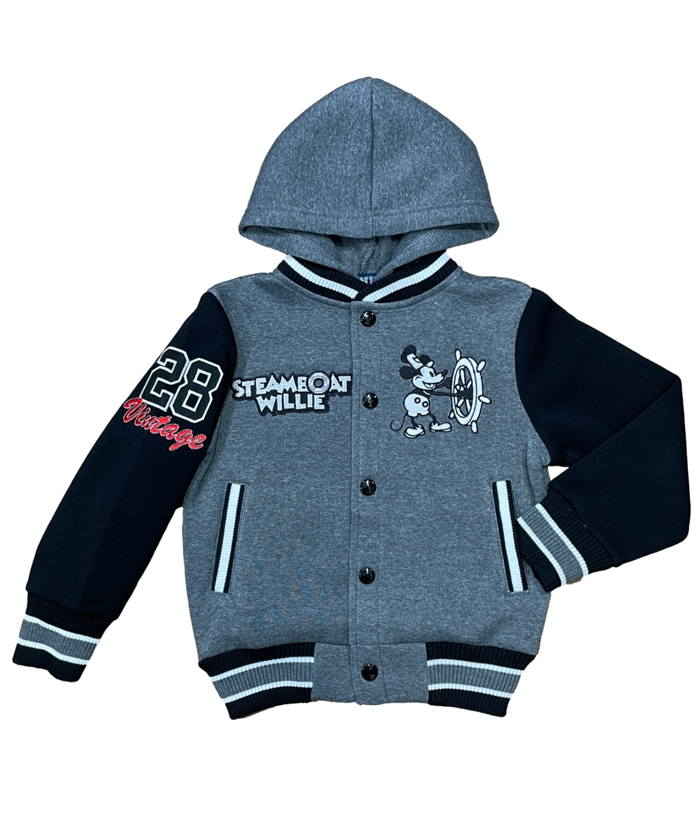 Boys Fleece Steamboat Willie Varsity Jacket Red BJ2458