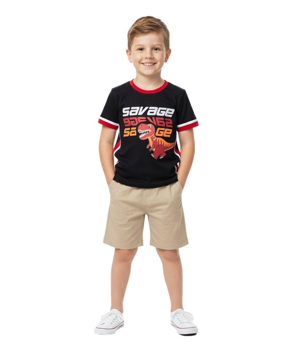 Boy Soccer cargo short set Black BS22602