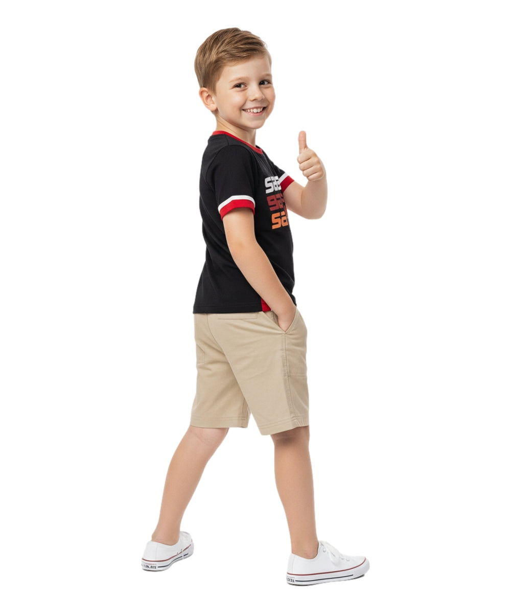 Boy Soccer cargo short set Black BS22602