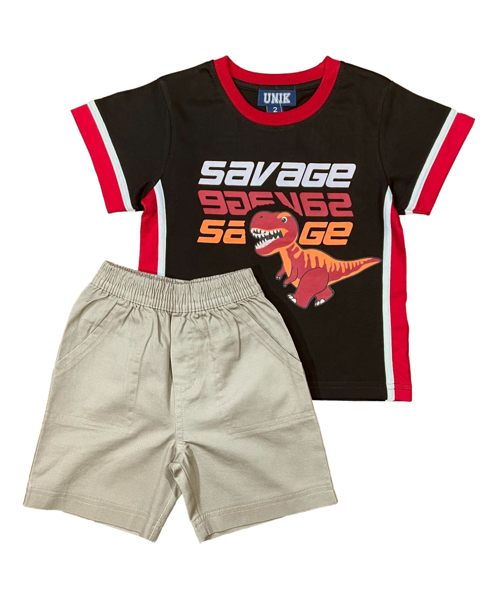 Boy Soccer cargo short set Black BS22602