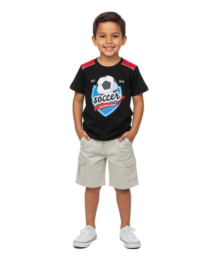 Boy Soccer cargo short set Black BS22603