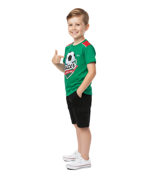 Boy Soccer cargo short set Green BS22603