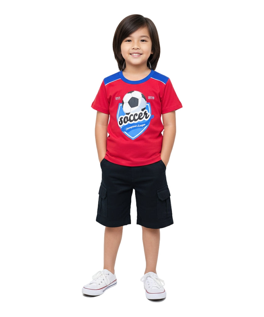 Boy Soccer cargo short set Red BS22603