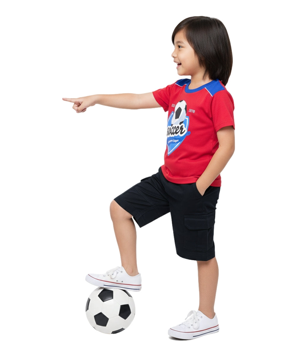 Boy Soccer cargo short set Red BS22603