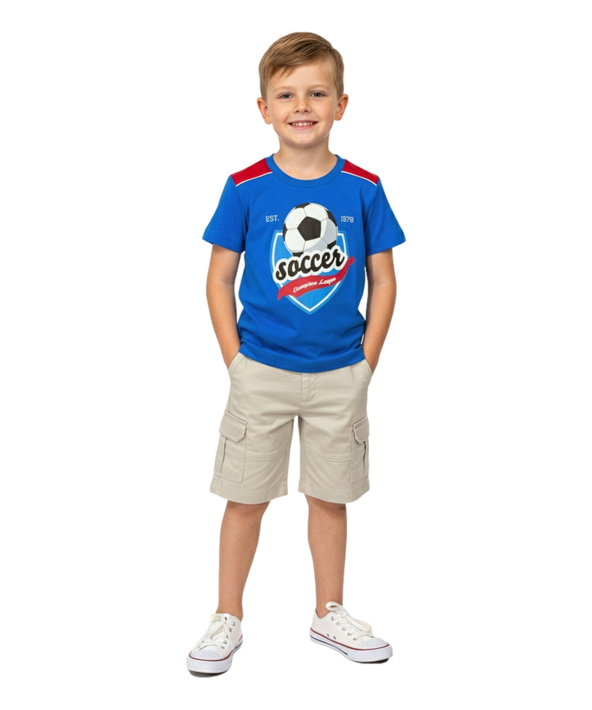 Boy Soccer cargo short set Royal BS22603