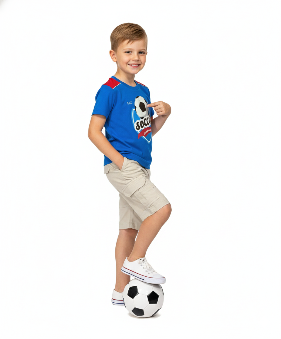Boy Soccer cargo short set Royal BS22603