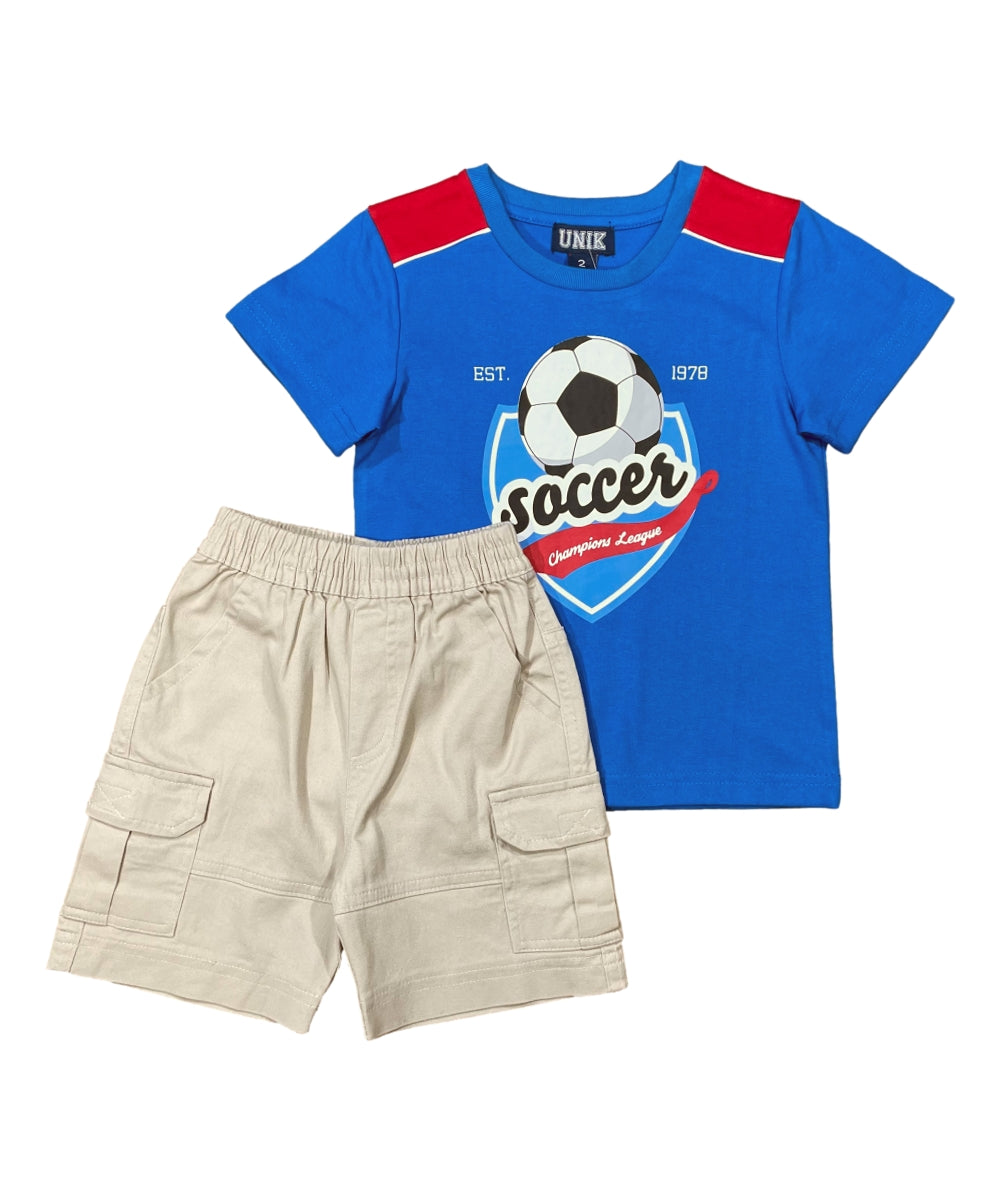 Boy Soccer cargo short set Black BS22603