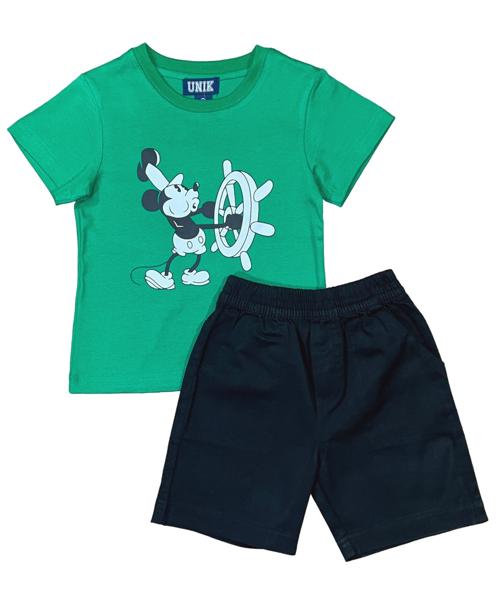 Boys Steamboat Willie Short Set Grey BS2480