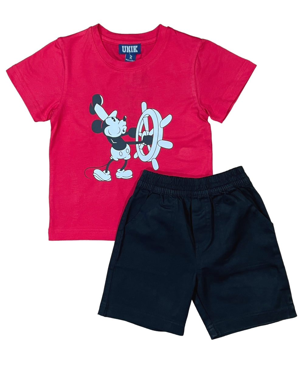 Boys Steamboat Willie Short Set Grey BS2480