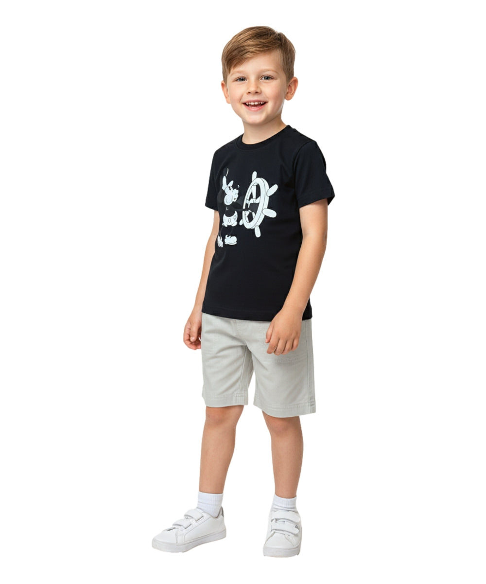 Boys Steamboat Willie Short Set Black BS2480