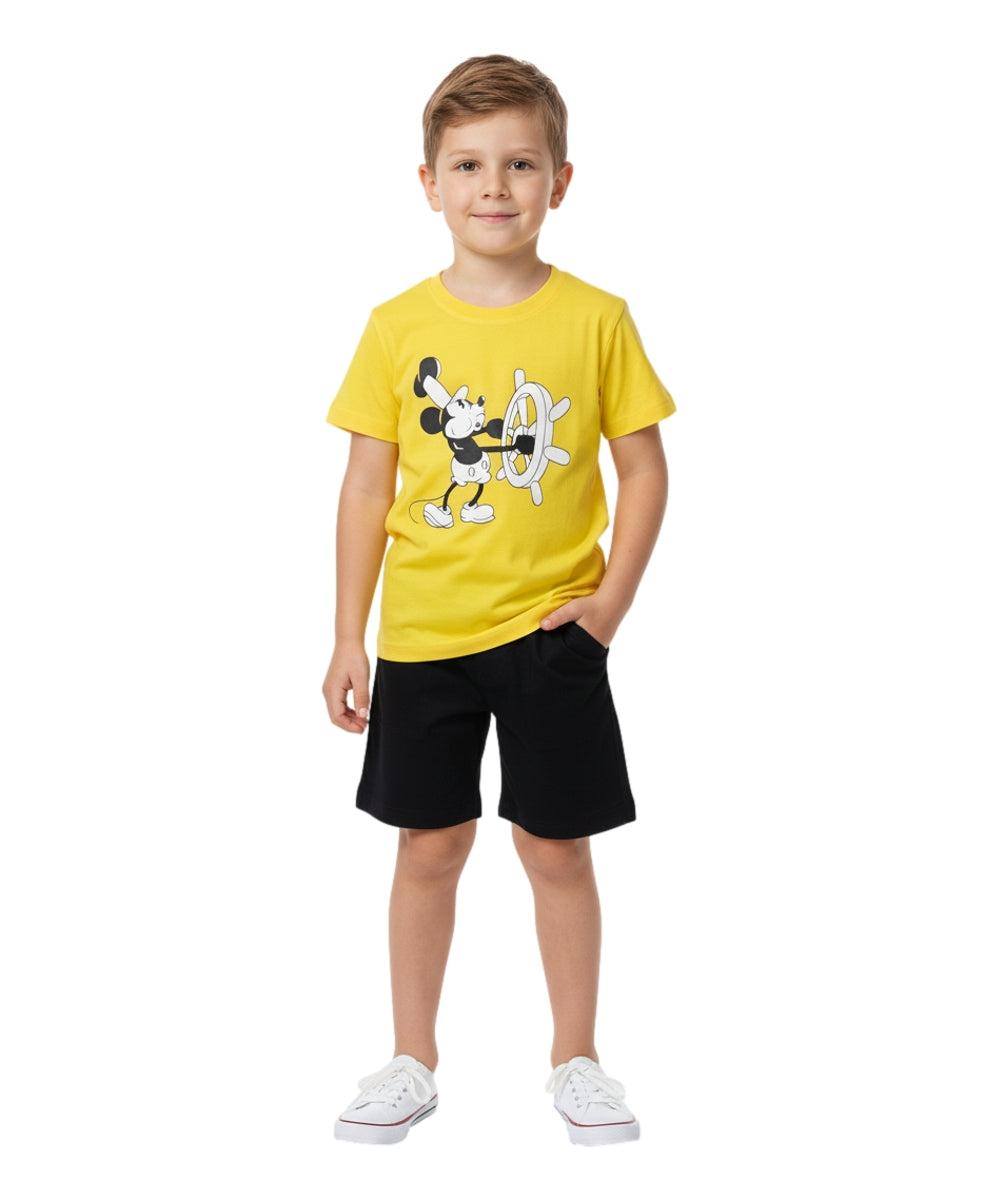 Boys Steamboat Willie Short Set Yellow BS2480